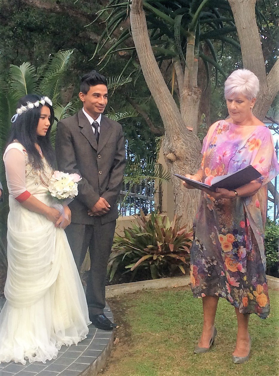 Wedding in my garden overlooking the water. 